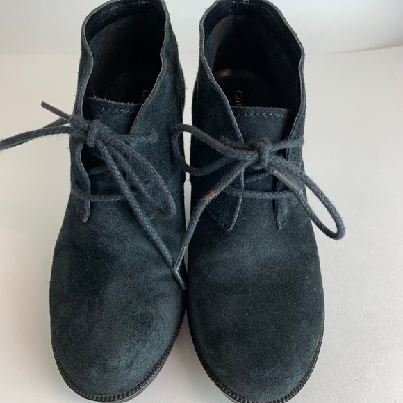 Cole Haan Shoes - Cole Haan Black Suede Wedge Chukka Bootie Sz 6.5